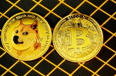 shiba inu coin next to bitcoin coin