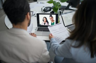 people doing a zoom job interview screening