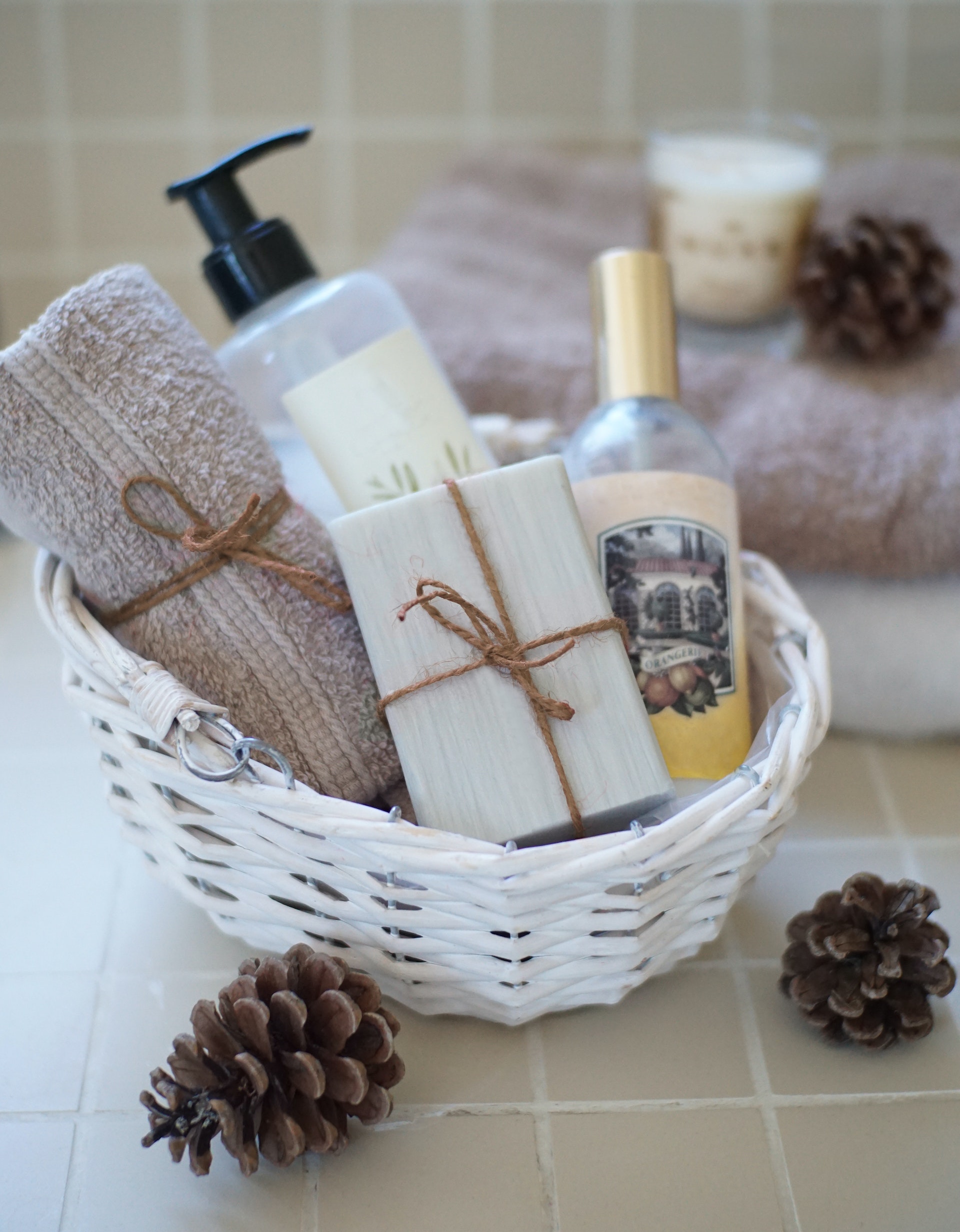 basket of bath products