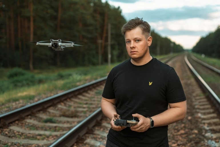 man with a drone