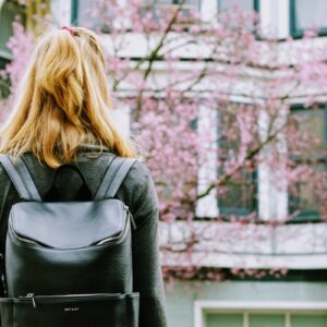 woman wearing backpack